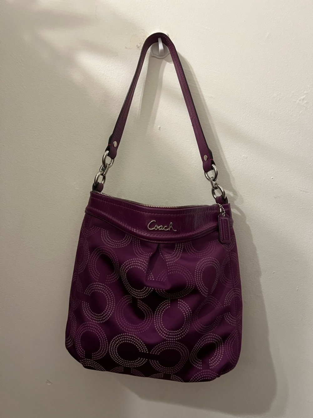 Stunning Coach Purple Signature Hobo Bag
